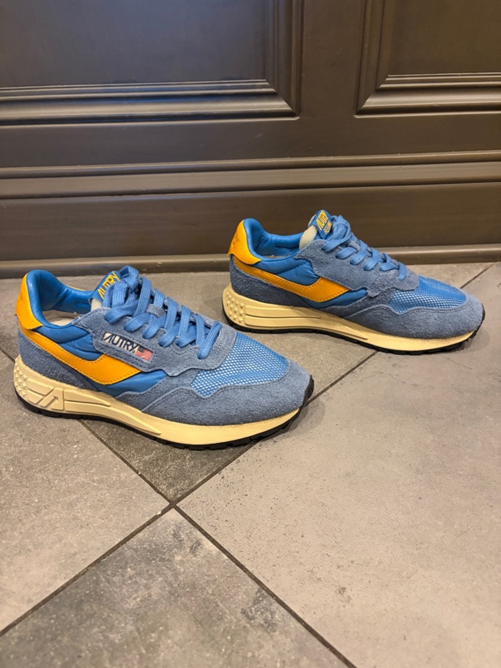 Retro Blue & Yellow Women's Athletic Sneakers